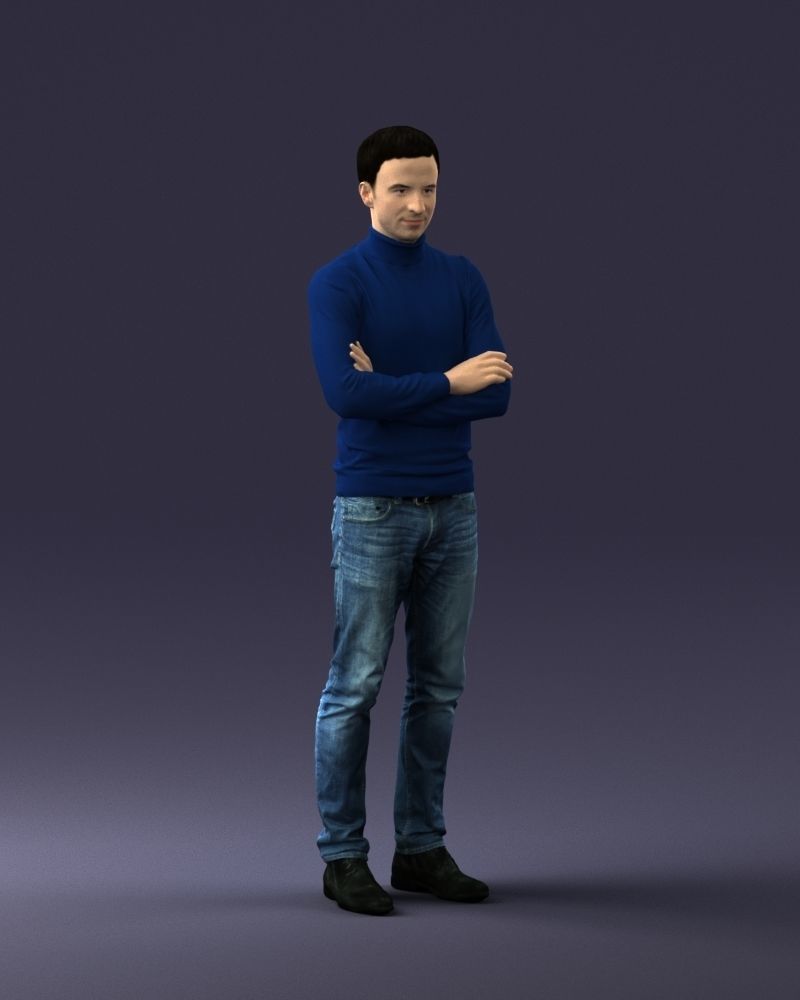 000374 Male Character in Blue Turtleneck 3dp 3D print model_6