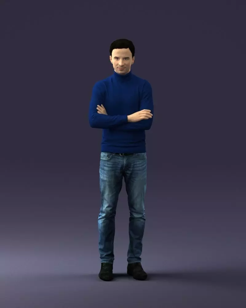 000374 Male Character in Blue Turtleneck 3dp 3D print model_0