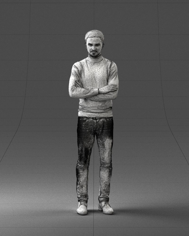 000374 Male Character in Blue Turtleneck 3dp 3D print model_2