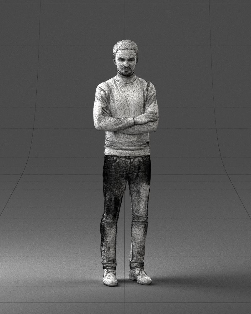 000374 Male Character in Blue Turtleneck 3dp 3D print model_5