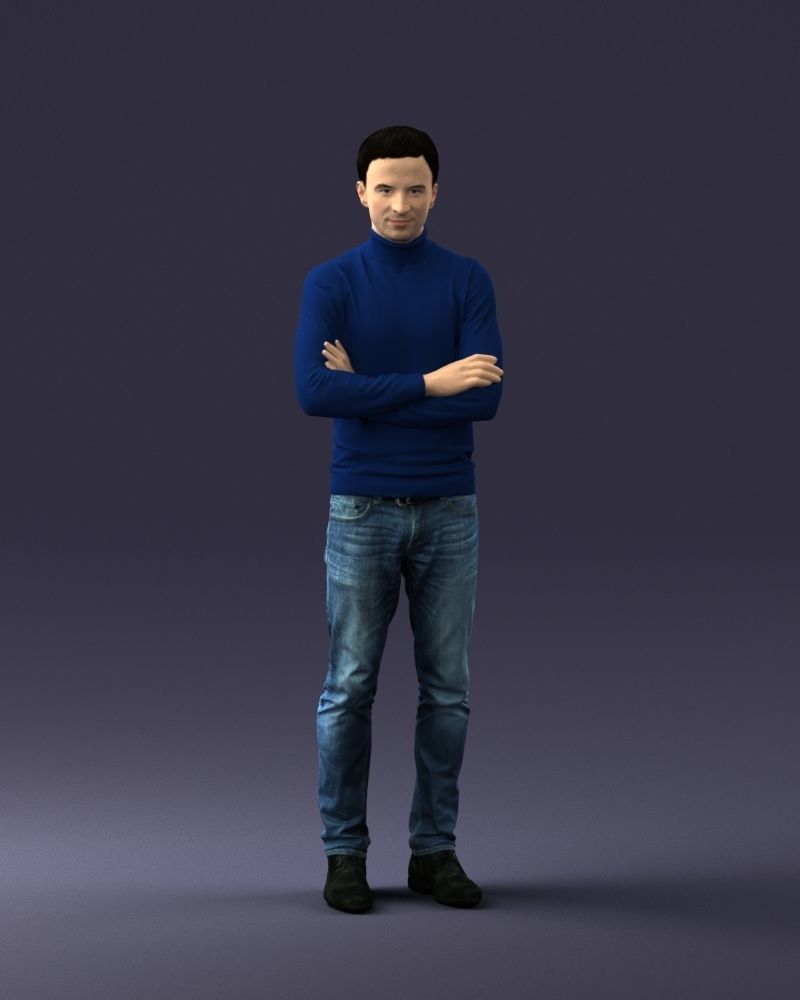 000374 Male Character in Blue Turtleneck 3dp 3D print model_3