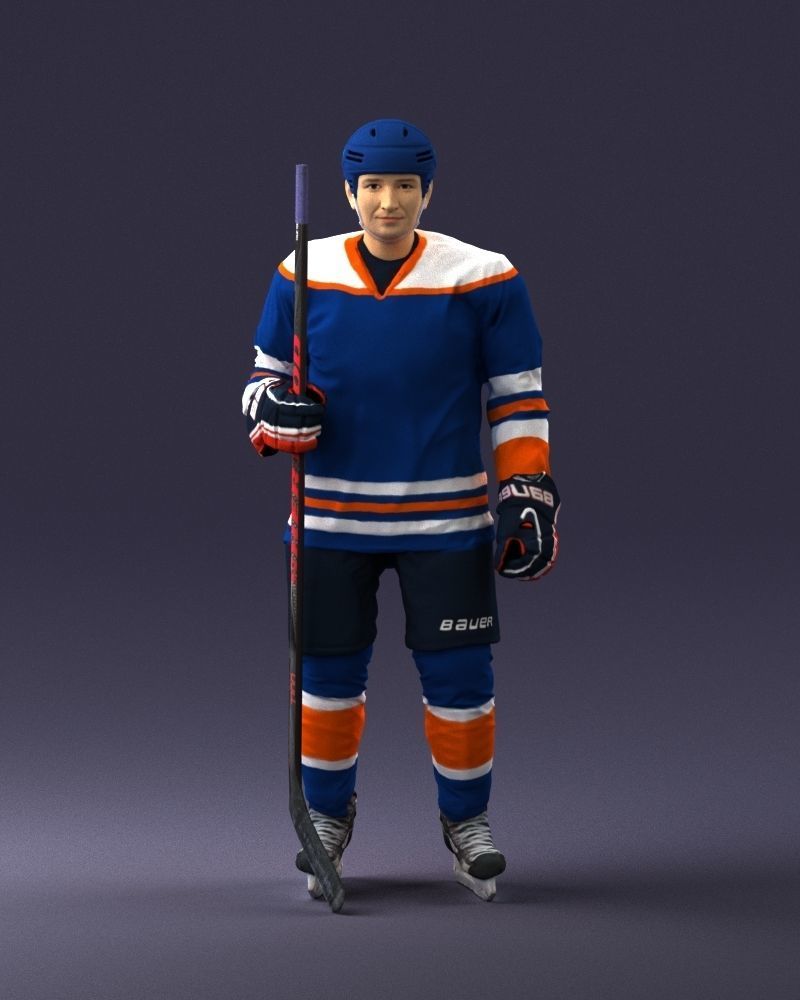 Hockey player 0302 3D Print Ready 3D print model_3
