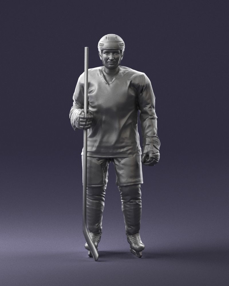 Hockey player 0302 3D Print Ready 3D print model_4