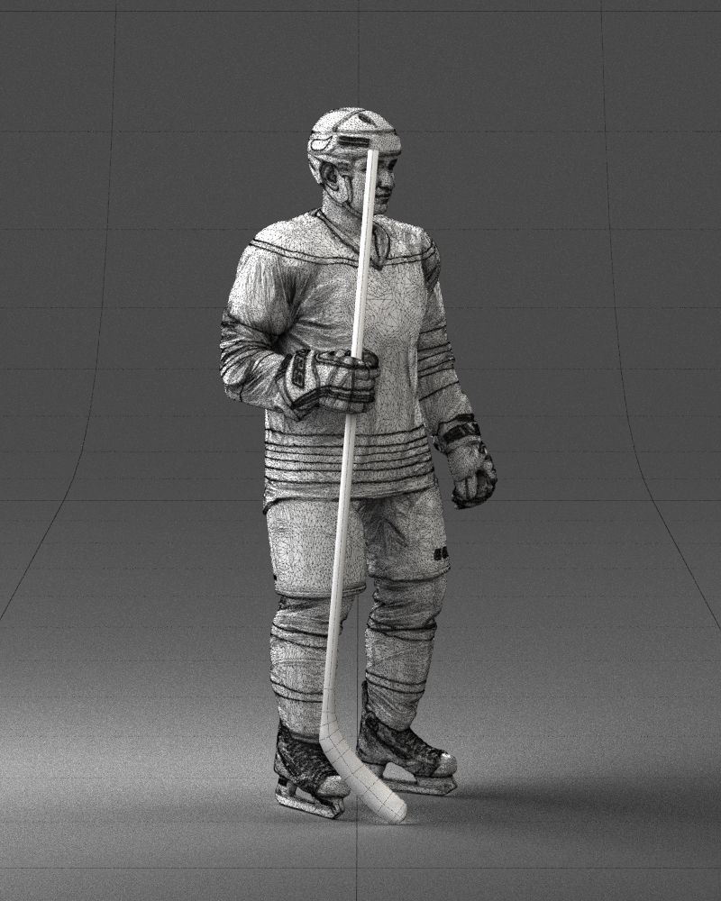 Hockey player 0302 3D Print Ready 3D print model_11