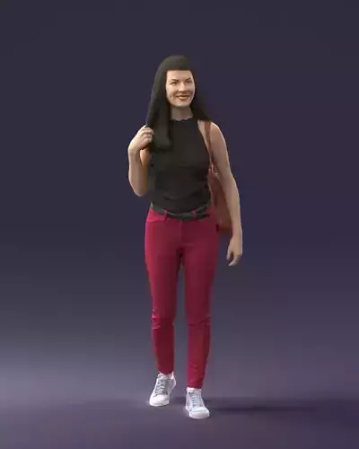 000137 Smiling Young Woman with Backpack 0618 3dp 3D print model