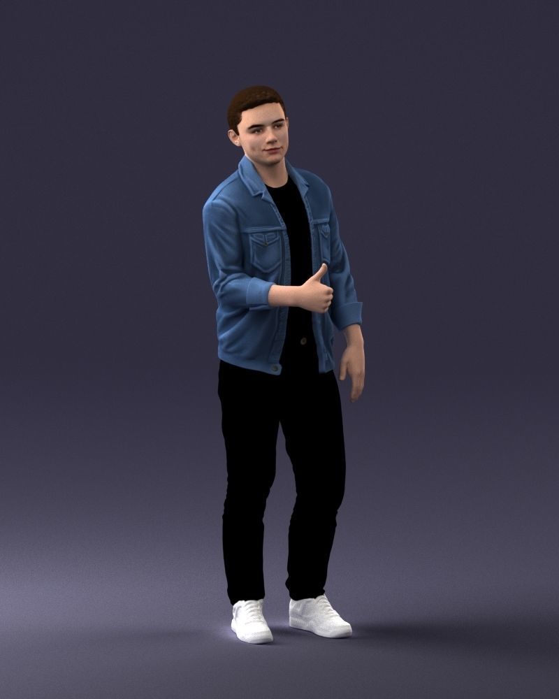 000220 Young Male in Blue Jacket Thumbs-Up 1121 3dp 3D print model_6