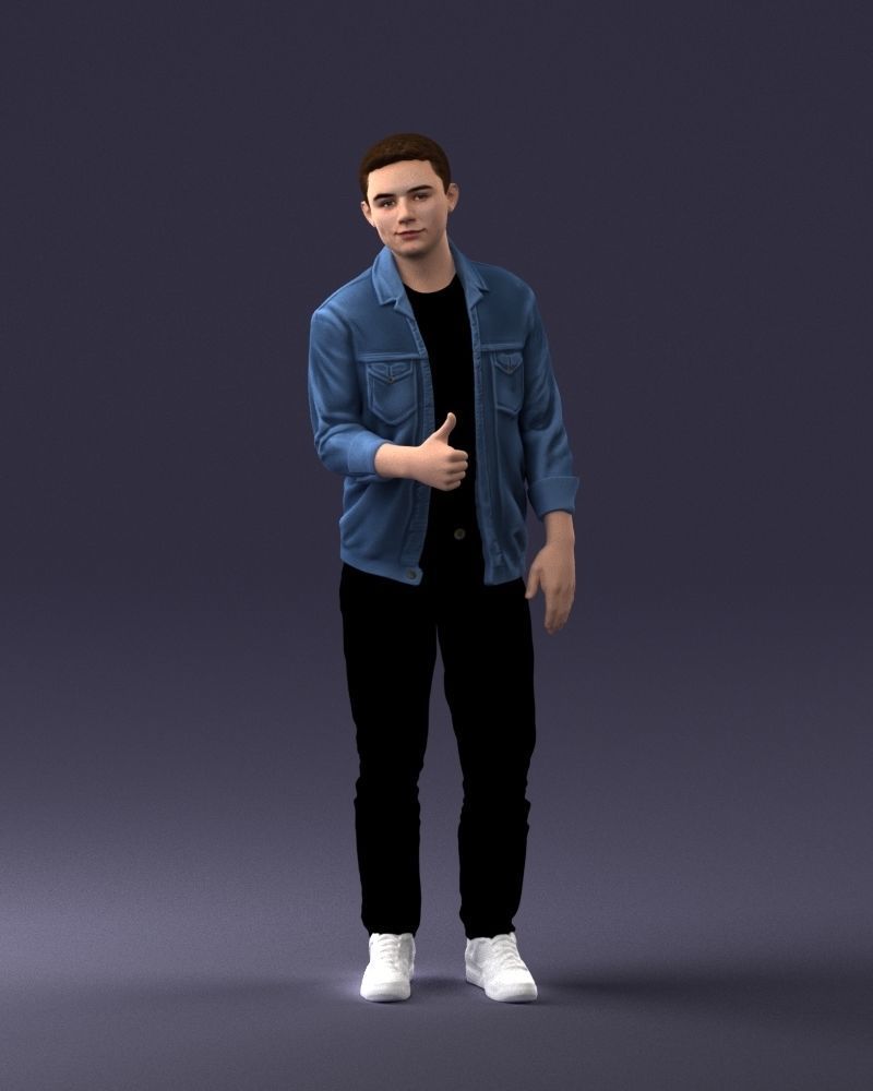000220 Young Male in Blue Jacket Thumbs-Up 1121 3dp 3D print model_3