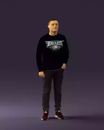 Man in black jersey eagles 0553