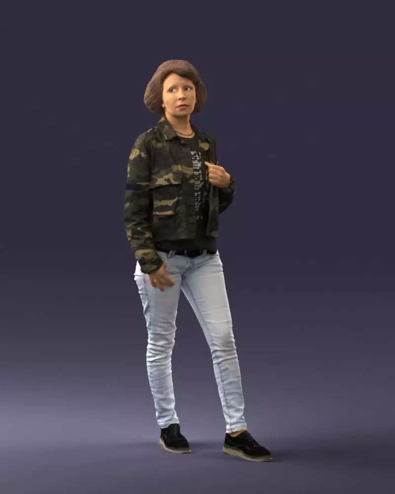 000128 Casual Young Woman in Camo Jacket 0529 3dp 3D print model