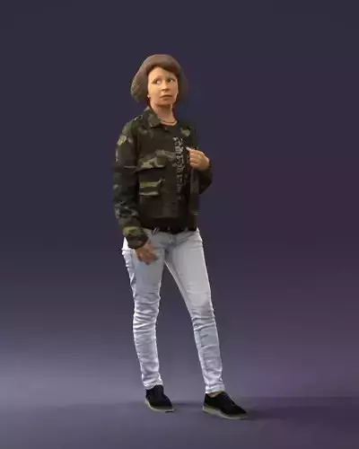 000128 Casual Young Woman in Camo Jacket 0529 3dp 3D print model