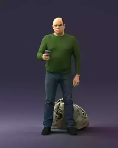 Male bank robber 0286 3D Print Ready