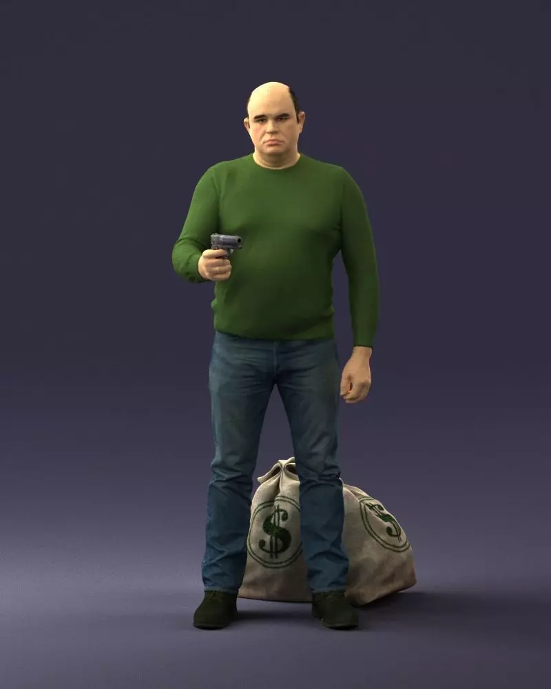 Male bank robber 0286 3D Print Ready 3D print model