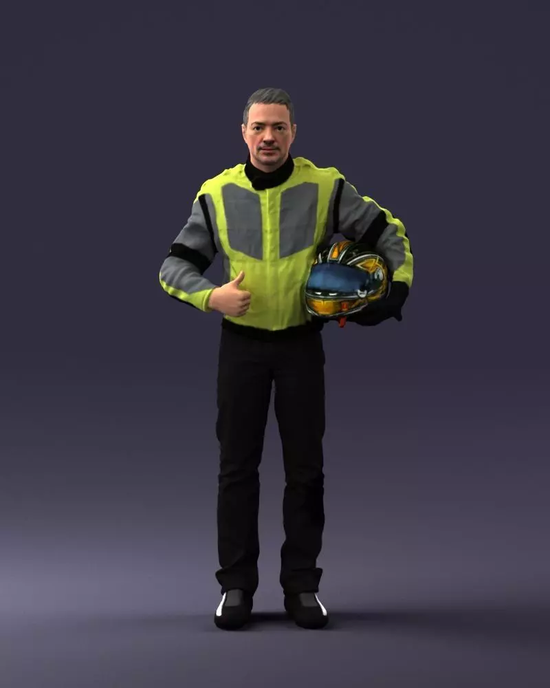 000356 Motorcyclist with Helmet 3dp 3D print model