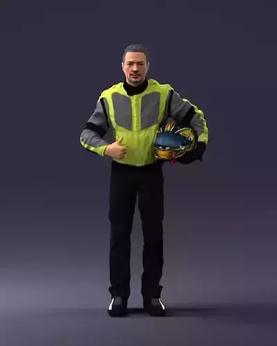 000356 Motorcyclist with Helmet 3dp