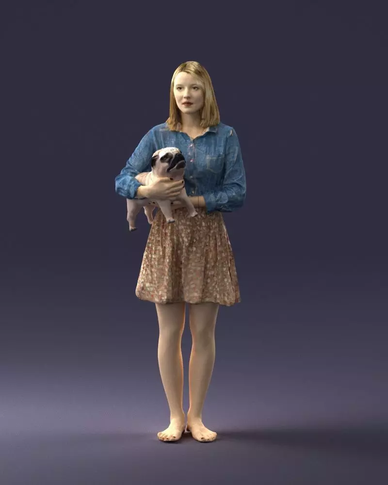 000005 Woman Holding Small Dog 0921 3D print model