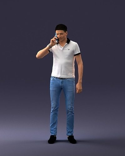 man with mobile 0522 3dprint ready 3D print model