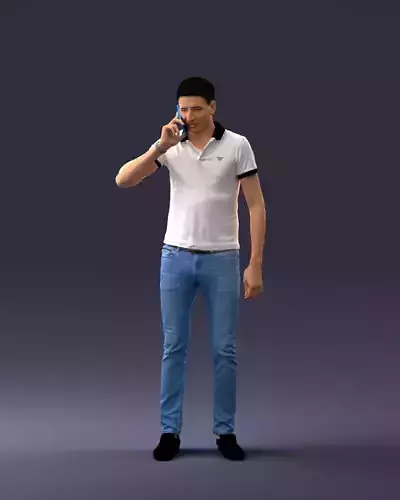 man with mobile 0522 3dprint ready 3D print model
