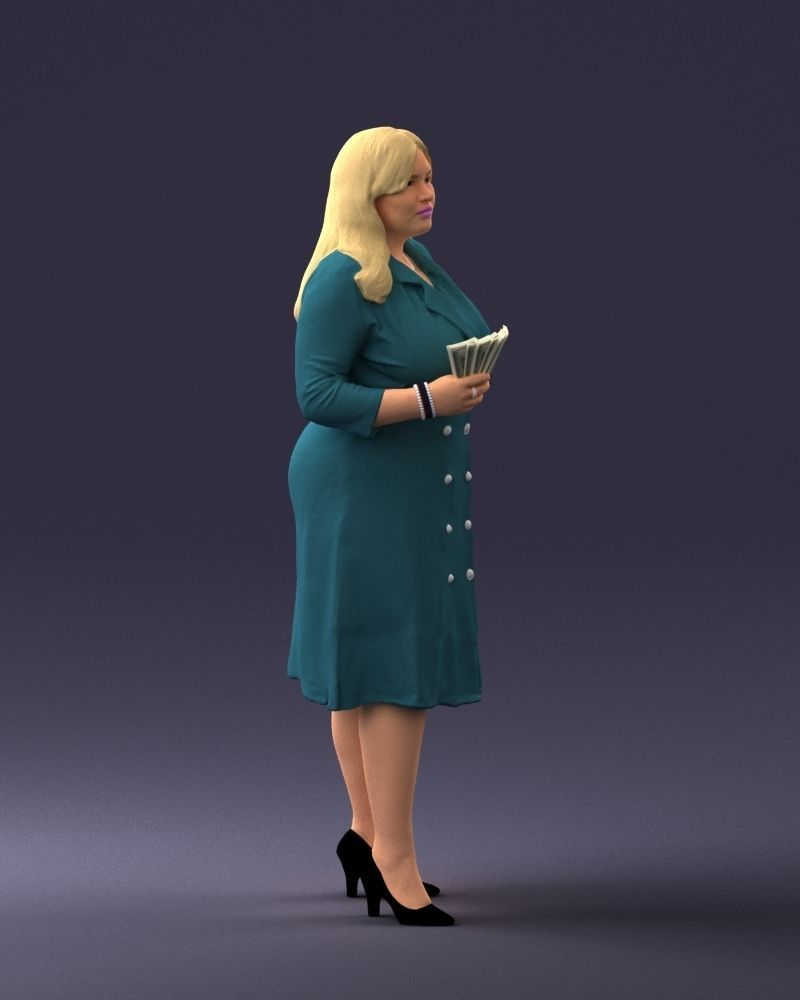000332 Confident Woman with Money 0122 3dp 3D print model_10