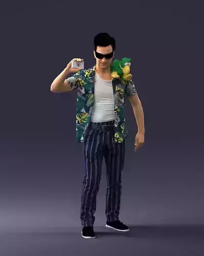 000304 Detective with Parrot 1101 3dp