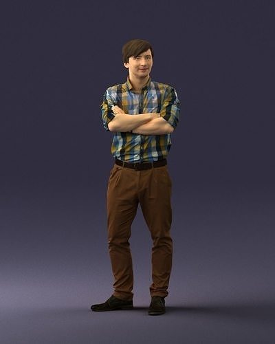 Man in trousers and checked shirt 0237 3D Print Ready 3D print model