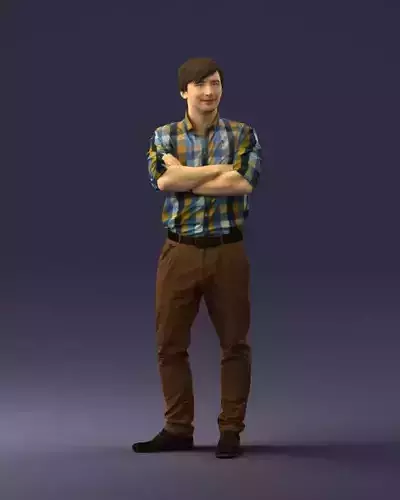 Man in trousers and checked shirt 0237 3D Print Ready
