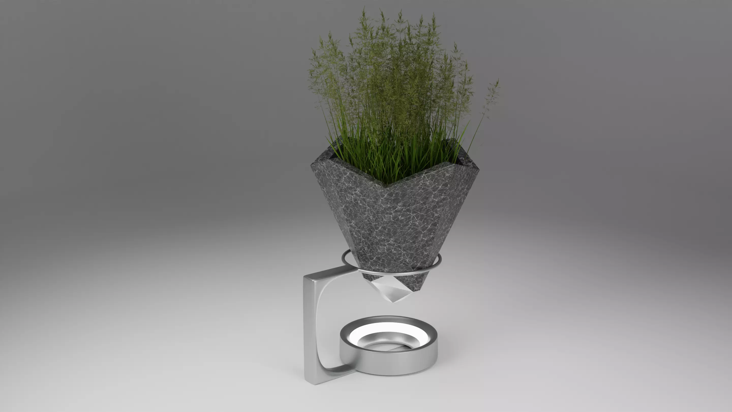Vase planter with grass in it Free 3D model
