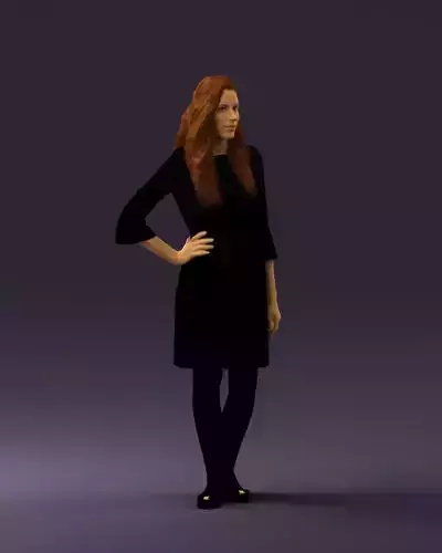 Woman in black brown hair 0453 3D print model