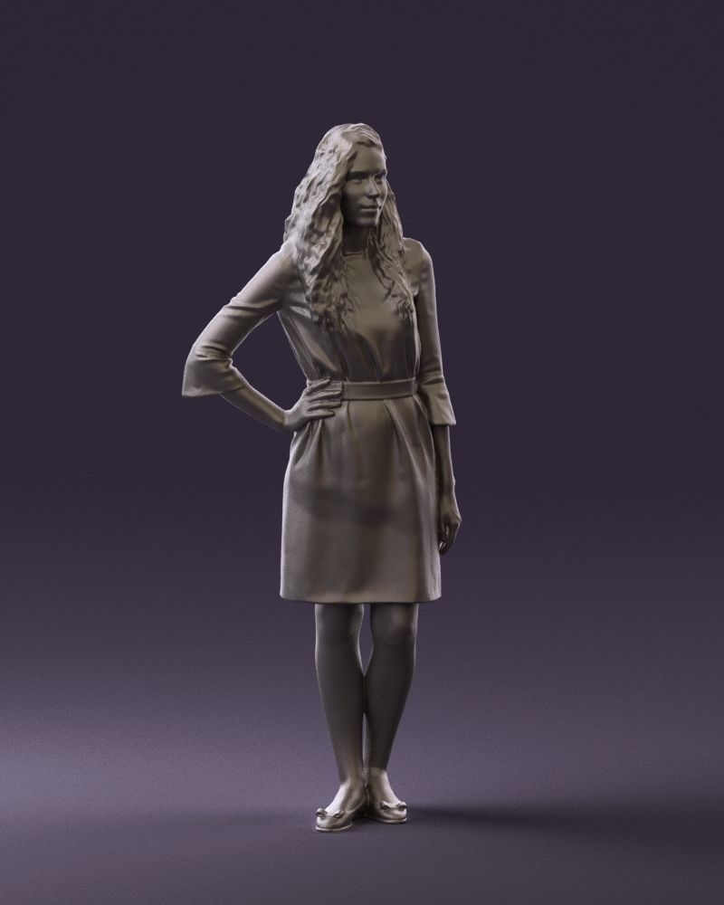 Woman in black brown hair 0453 3D print model 3D print model_34