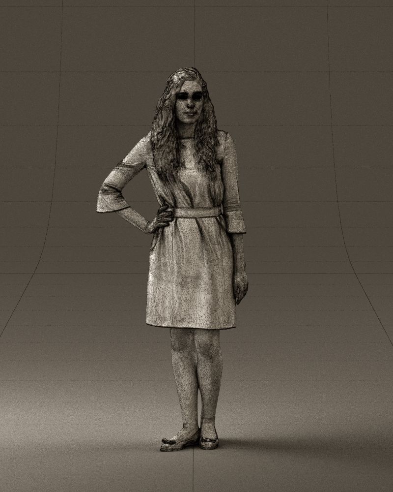 Woman in black brown hair 0453 3D print model 3D print model_32