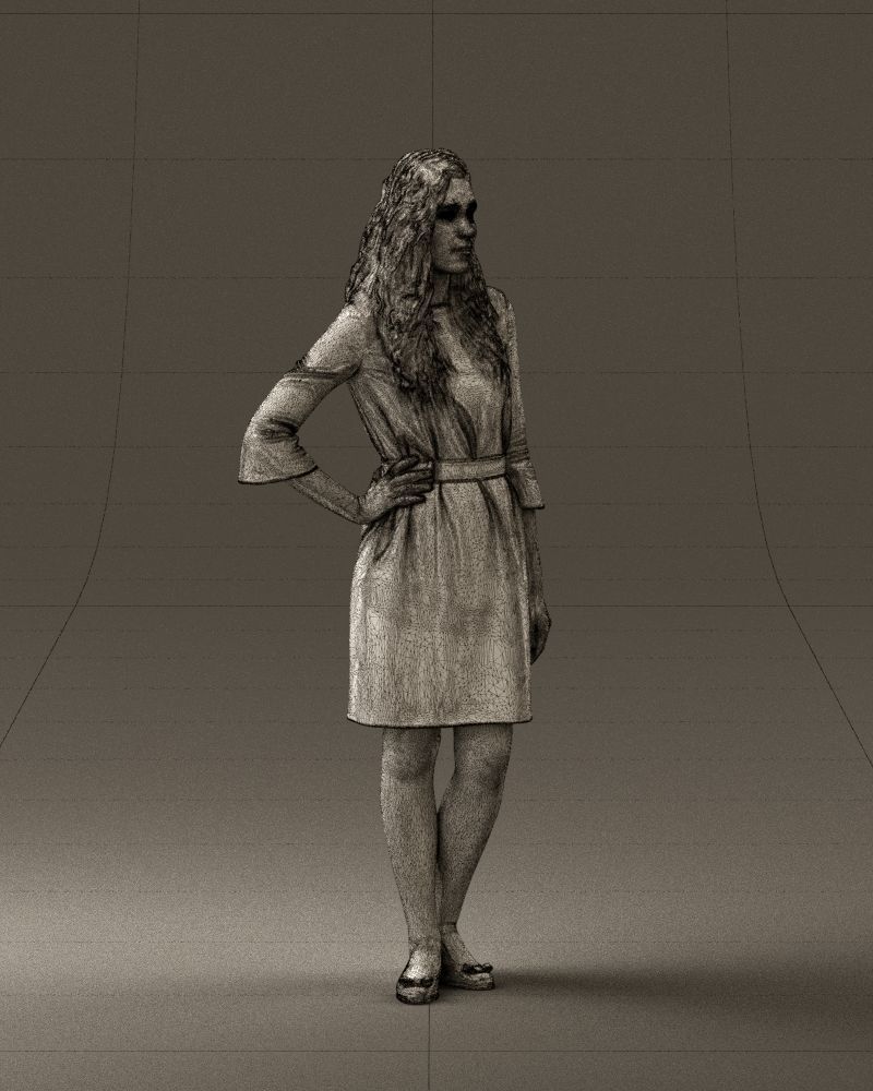 Woman in black brown hair 0453 3D print model 3D print model_5