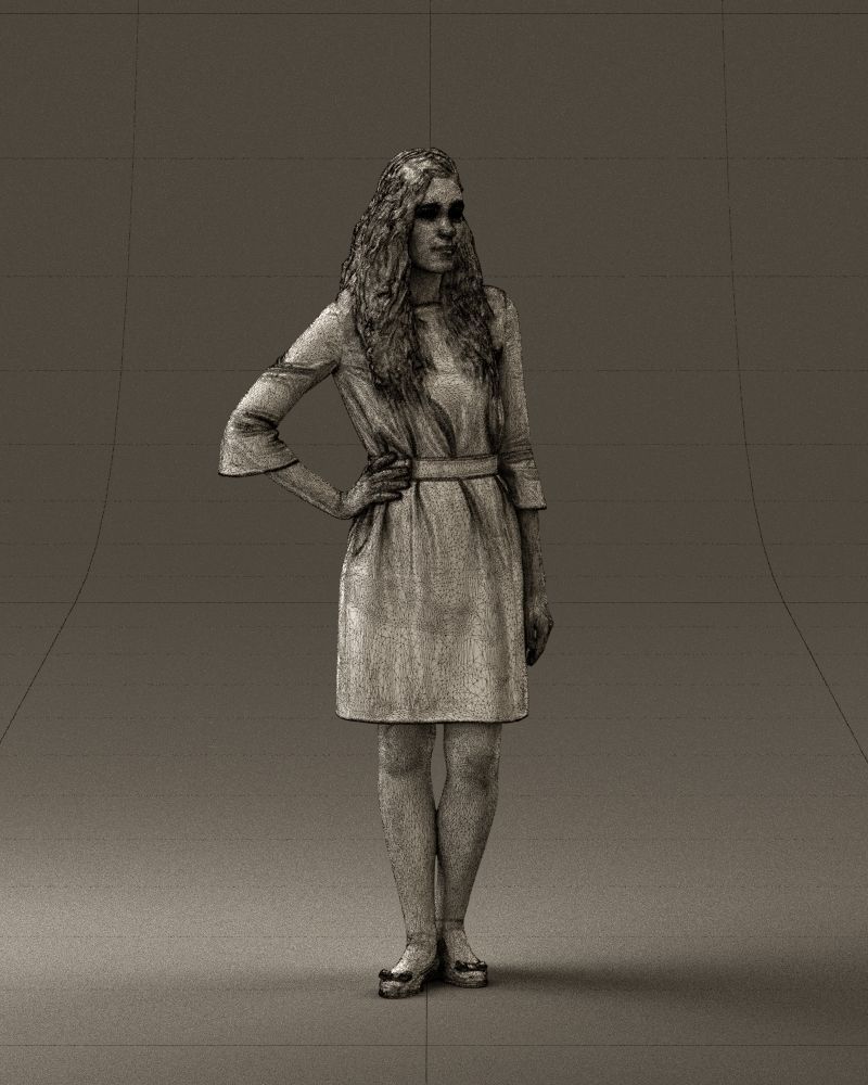 Woman in black brown hair 0453 3D print model 3D print model_35