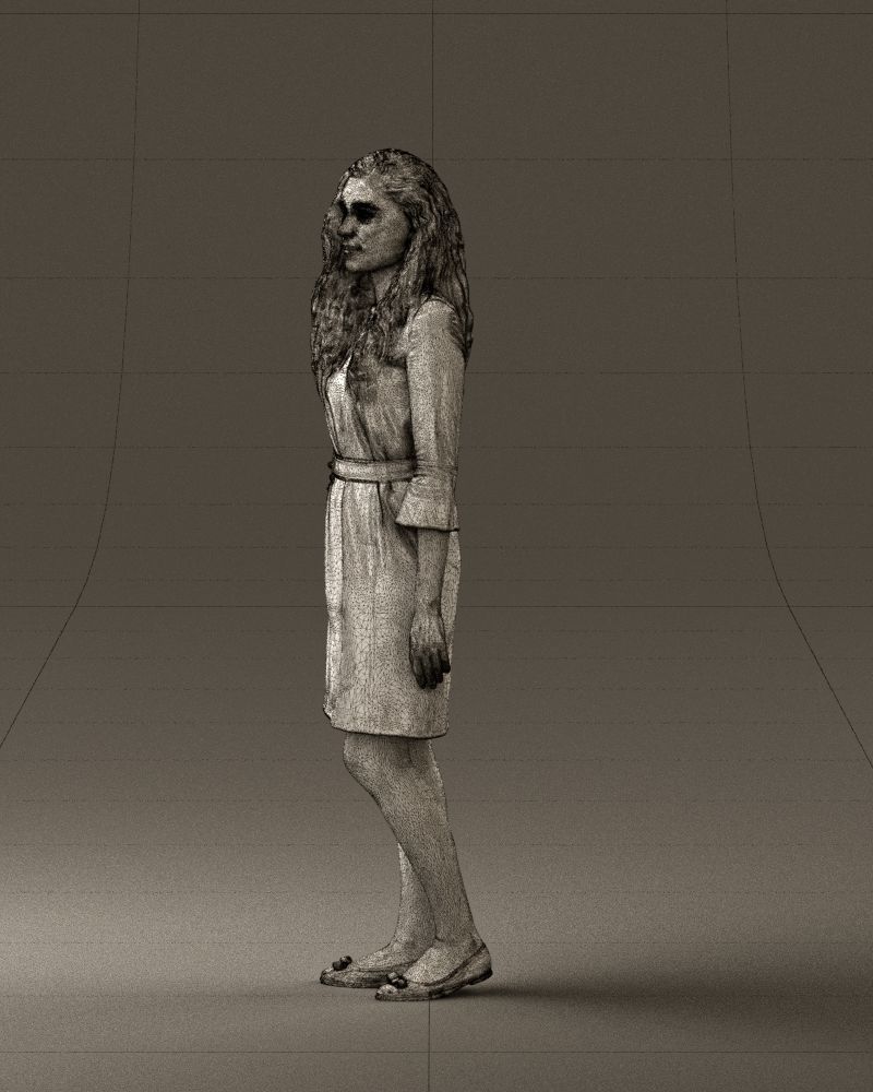 Woman in black brown hair 0453 3D print model 3D print model_26