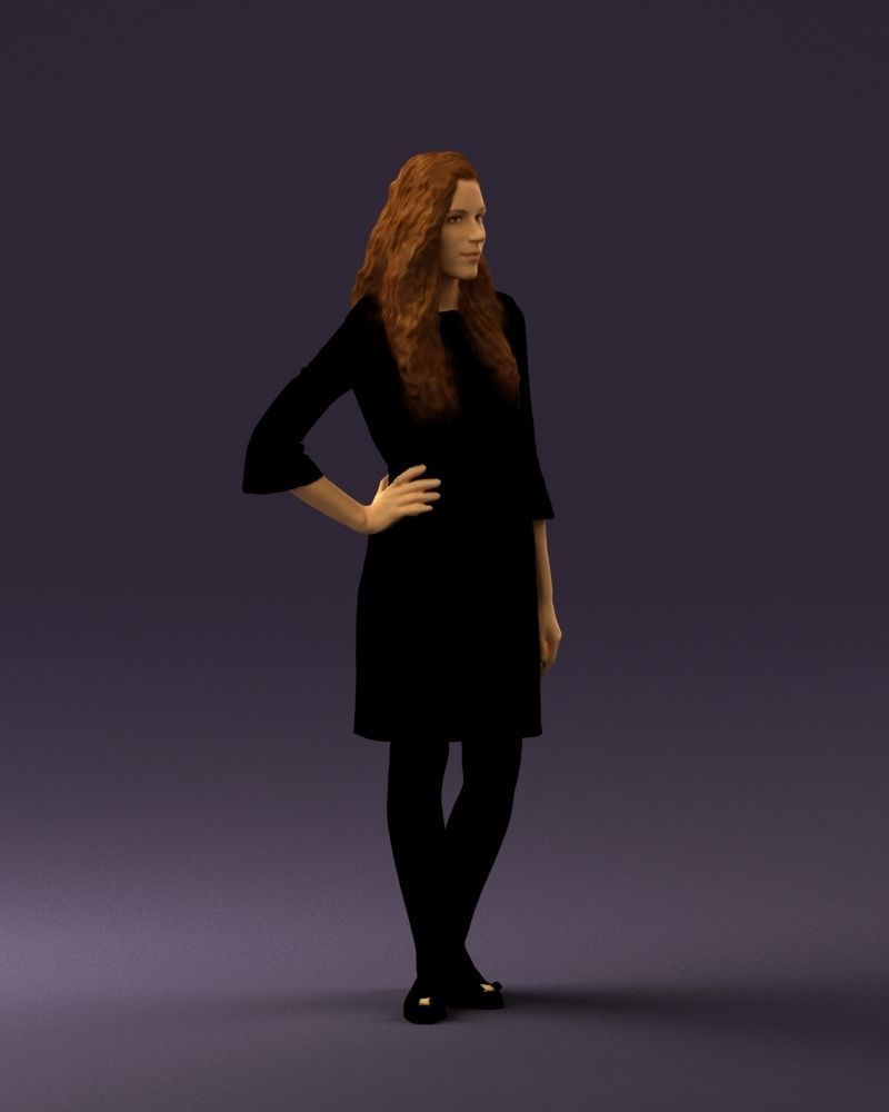 Woman in black brown hair 0453 3D print model 3D print model_3