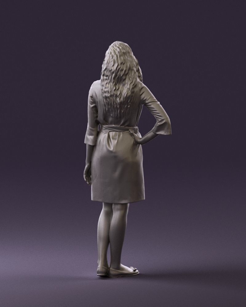 Woman in black brown hair 0453 3D print model 3D print model_16