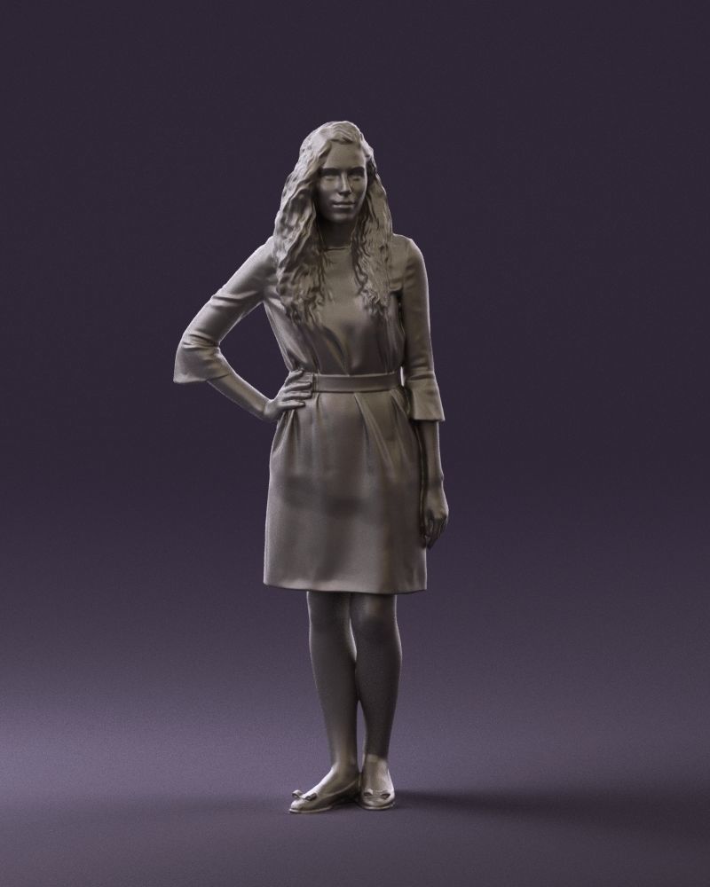 Woman in black brown hair 0453 3D print model 3D print model_31