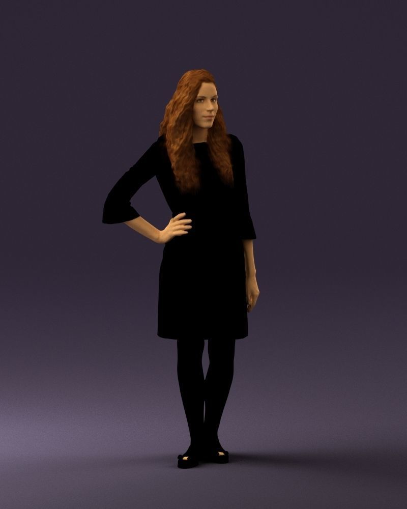 Woman in black brown hair 0453 3D print model 3D print model_33