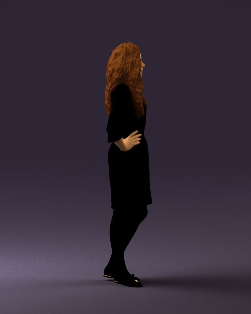 Woman in black brown hair 0453 3D print model 3D print model_9