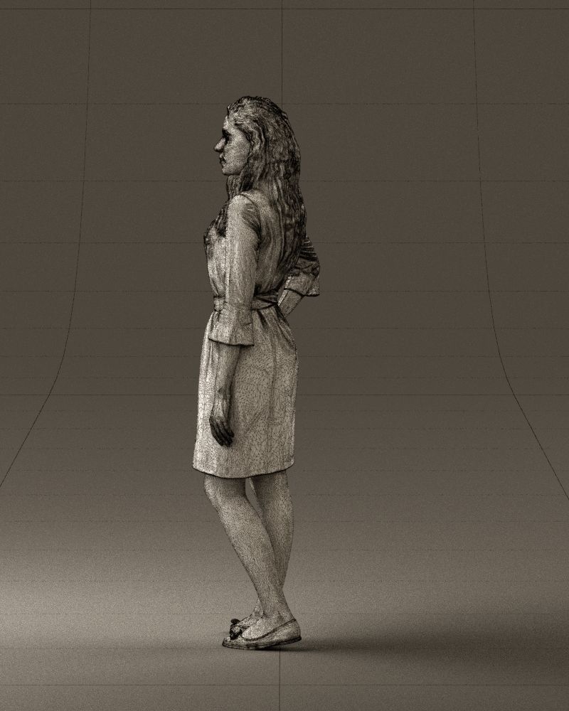 Woman in black brown hair 0453 3D print model 3D print model_23