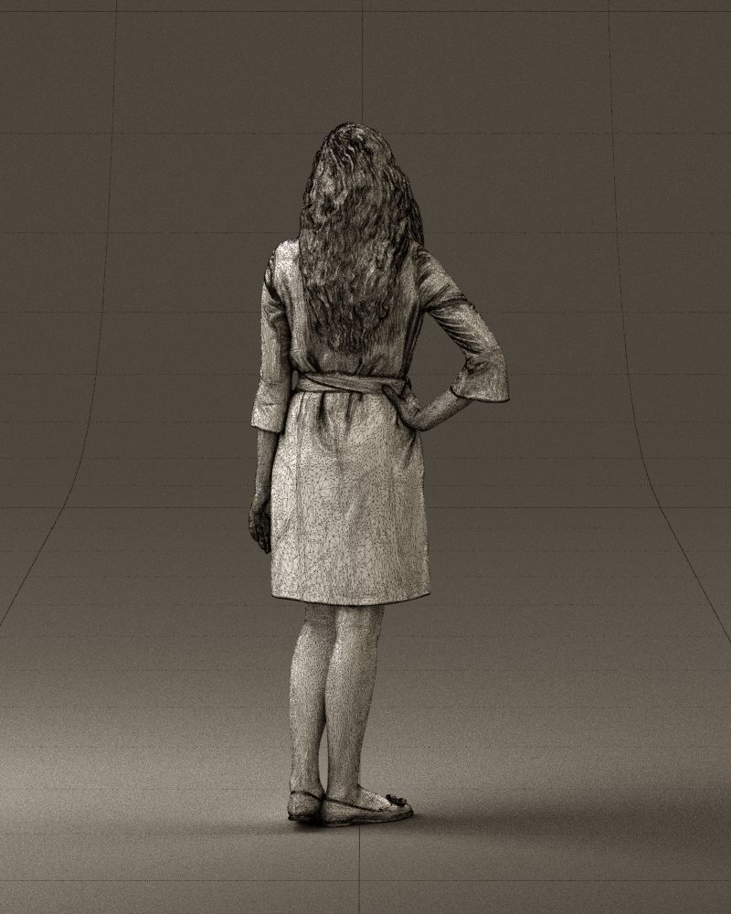 Woman in black brown hair 0453 3D print model 3D print model_17