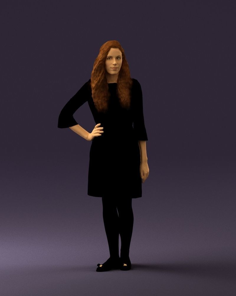 Woman in black brown hair 0453 3D print model 3D print model_30