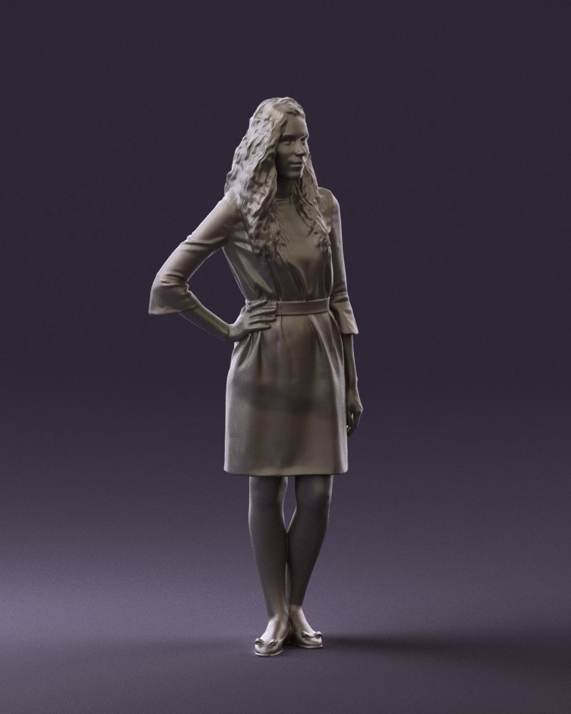 Woman in black brown hair 0453 3D print model 3D print model_1