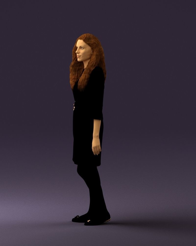 Woman in black brown hair 0453 3D print model 3D print model_24