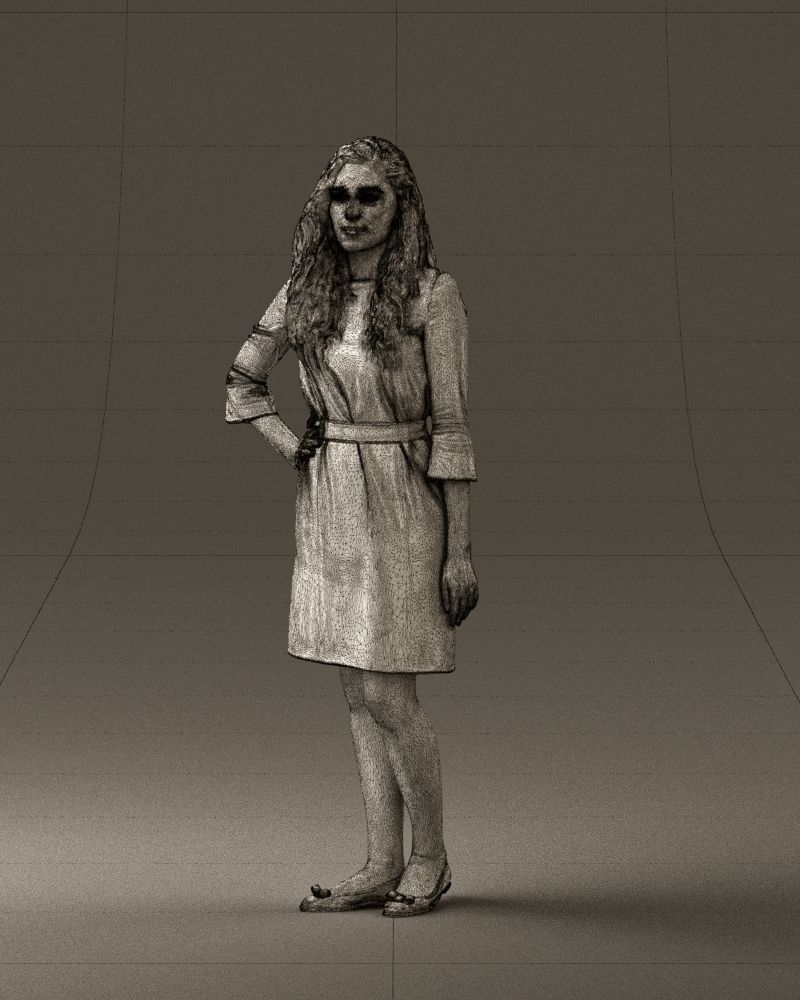 Woman in black brown hair 0453 3D print model 3D print model_29