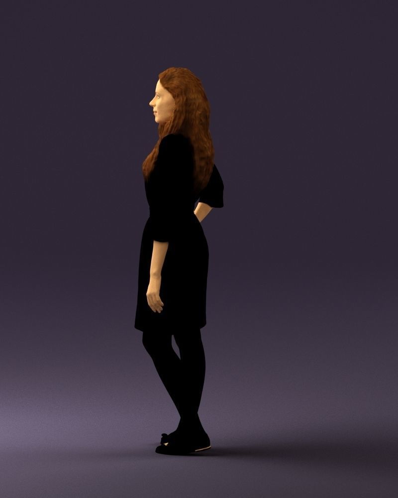 Woman in black brown hair 0453 3D print model 3D print model_21