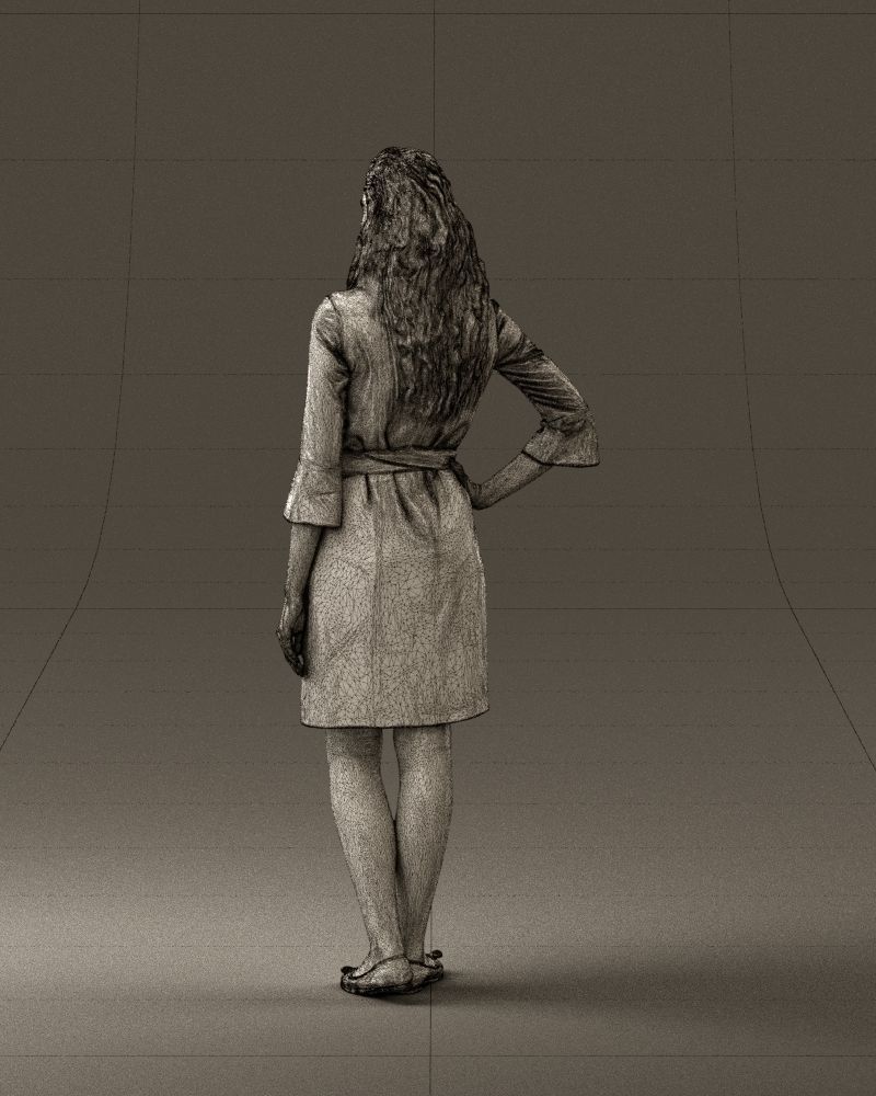 Woman in black brown hair 0453 3D print model 3D print model_20