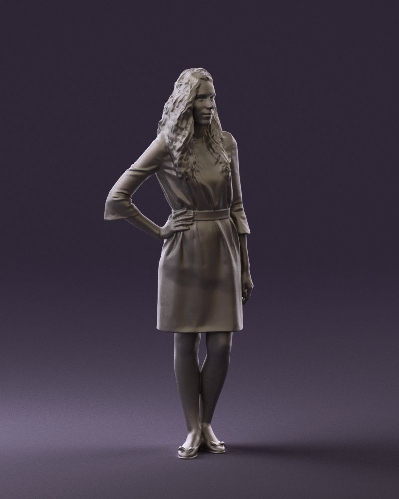 Woman in black brown hair 0453 3D print model 3D print model_37