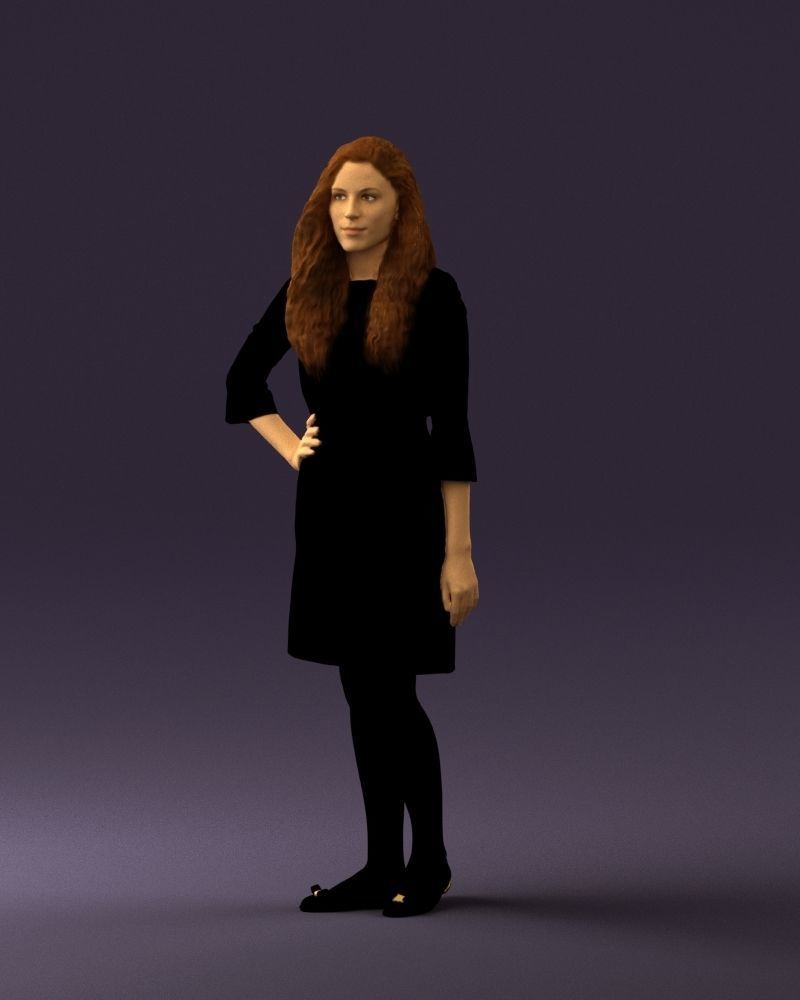 Woman in black brown hair 0453 3D print model 3D print model_27