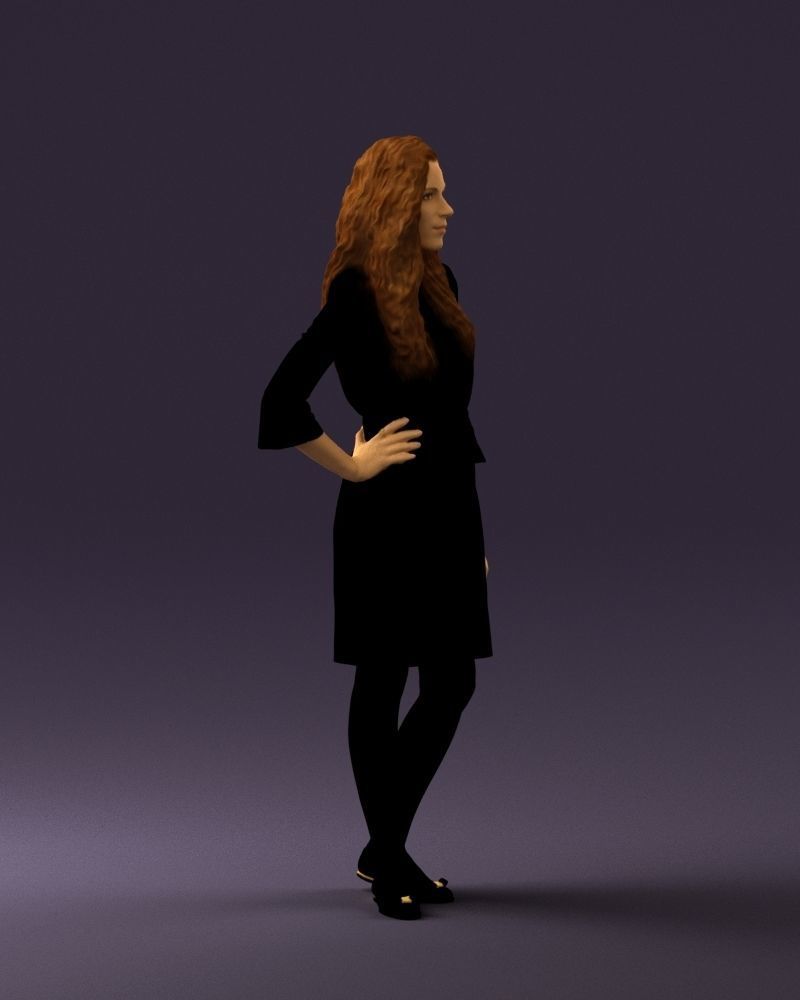 Woman in black brown hair 0453 3D print model 3D print model_6