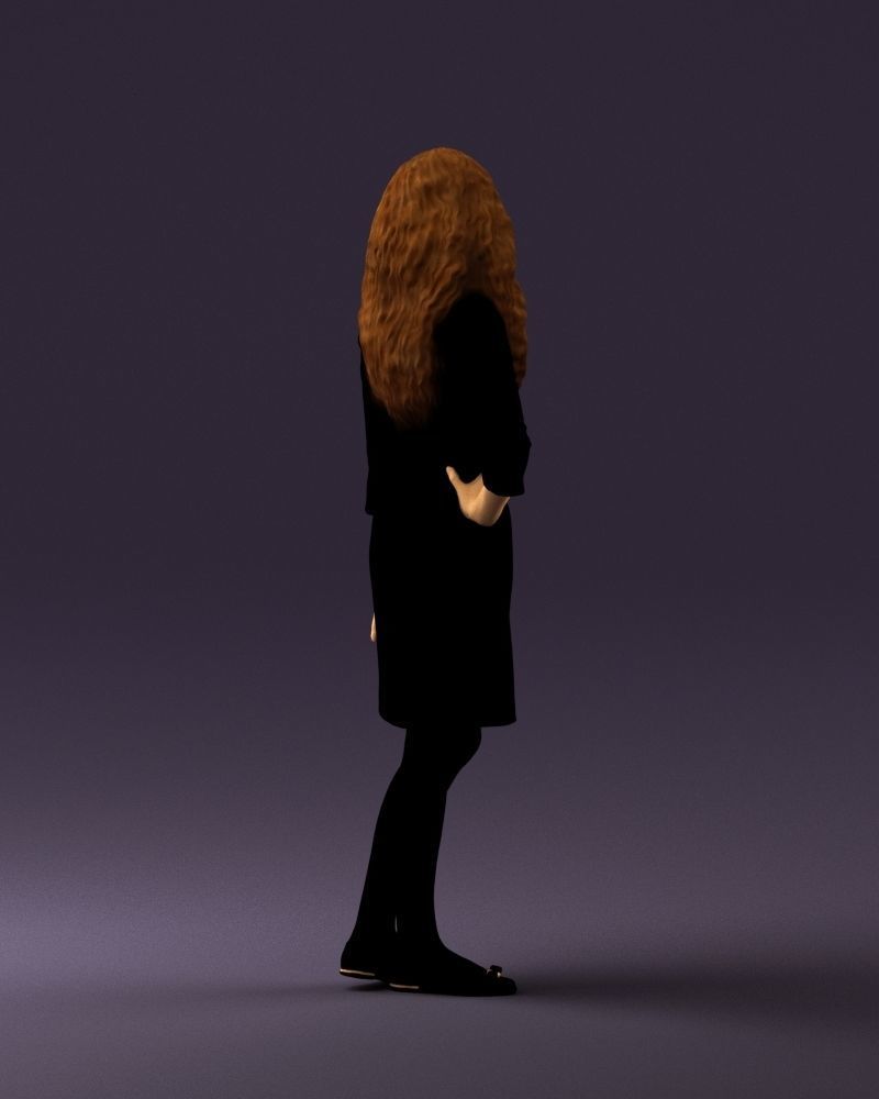 Woman in black brown hair 0453 3D print model 3D print model_12