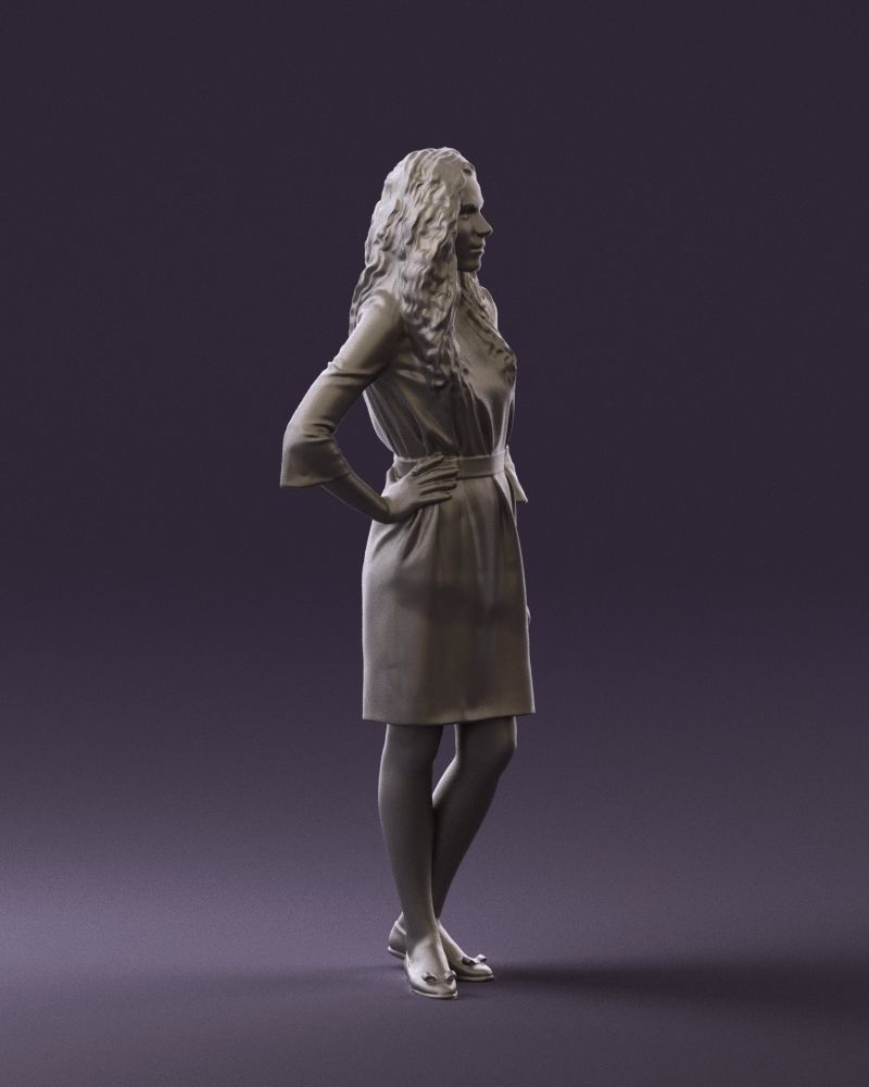 Woman in black brown hair 0453 3D print model 3D print model_7